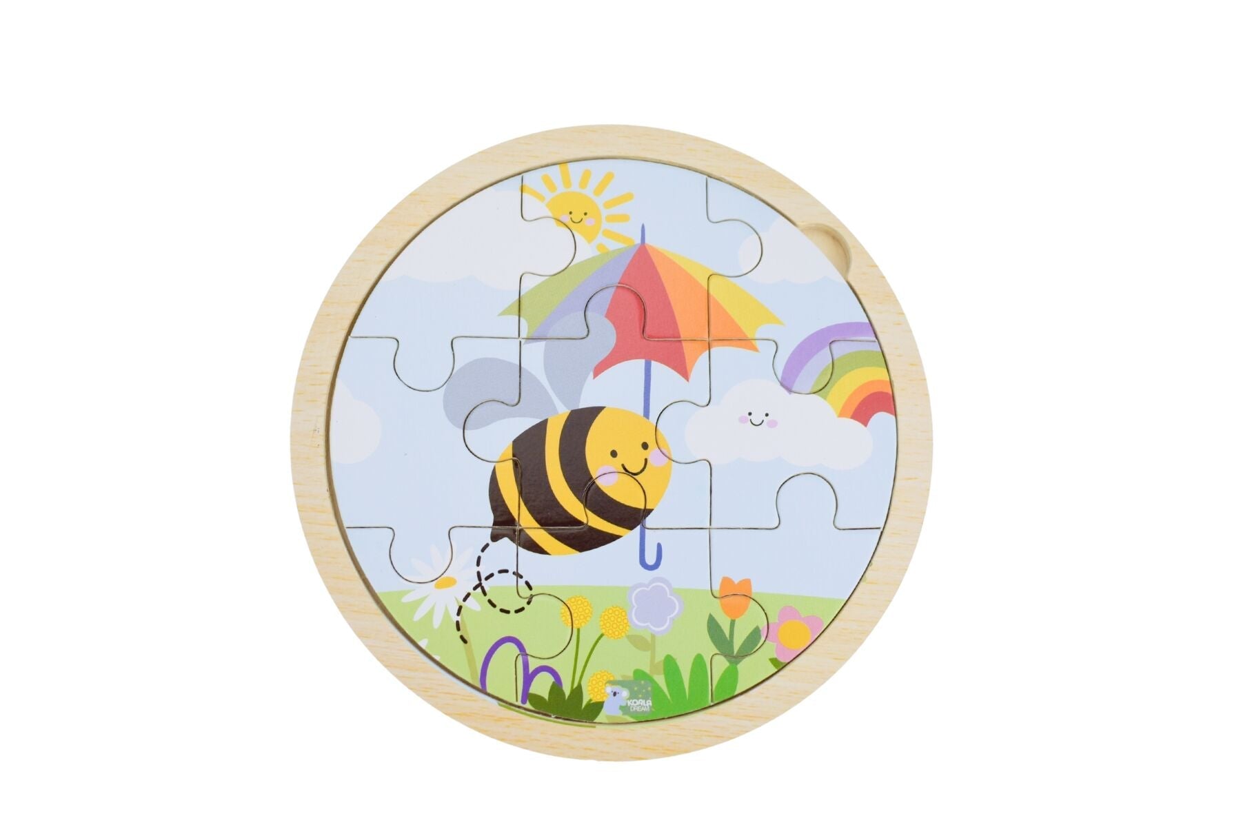 WOODEN 9PCS JIGSAW PUZZLE BUZZY DAYS BEE RAINBOW - Bamboo Sprout